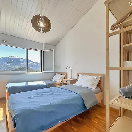 Sunny Alps Panorama Modern House Above Sion Feriehus Savièse
