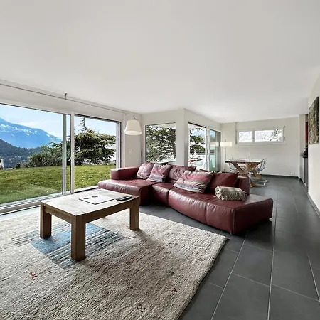 Sunny Alps Panorama Modern House Above Sion *