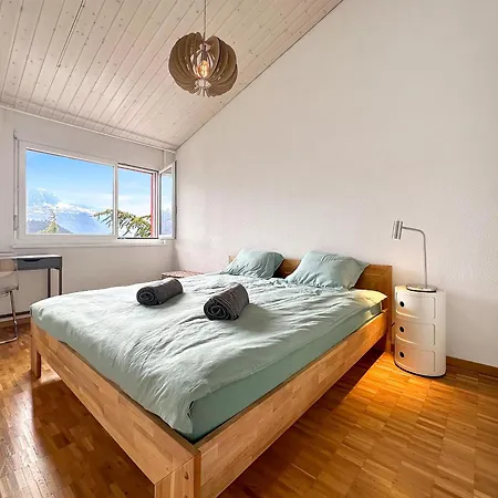 Sunny Alps Panorama Modern House Above Sion Feriehus Savièse