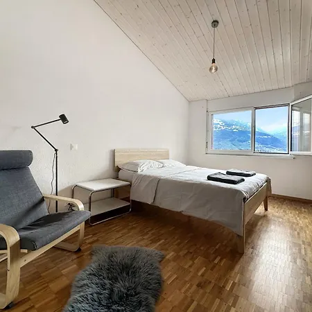 Sunny Alps Panorama Modern House Above Sion *